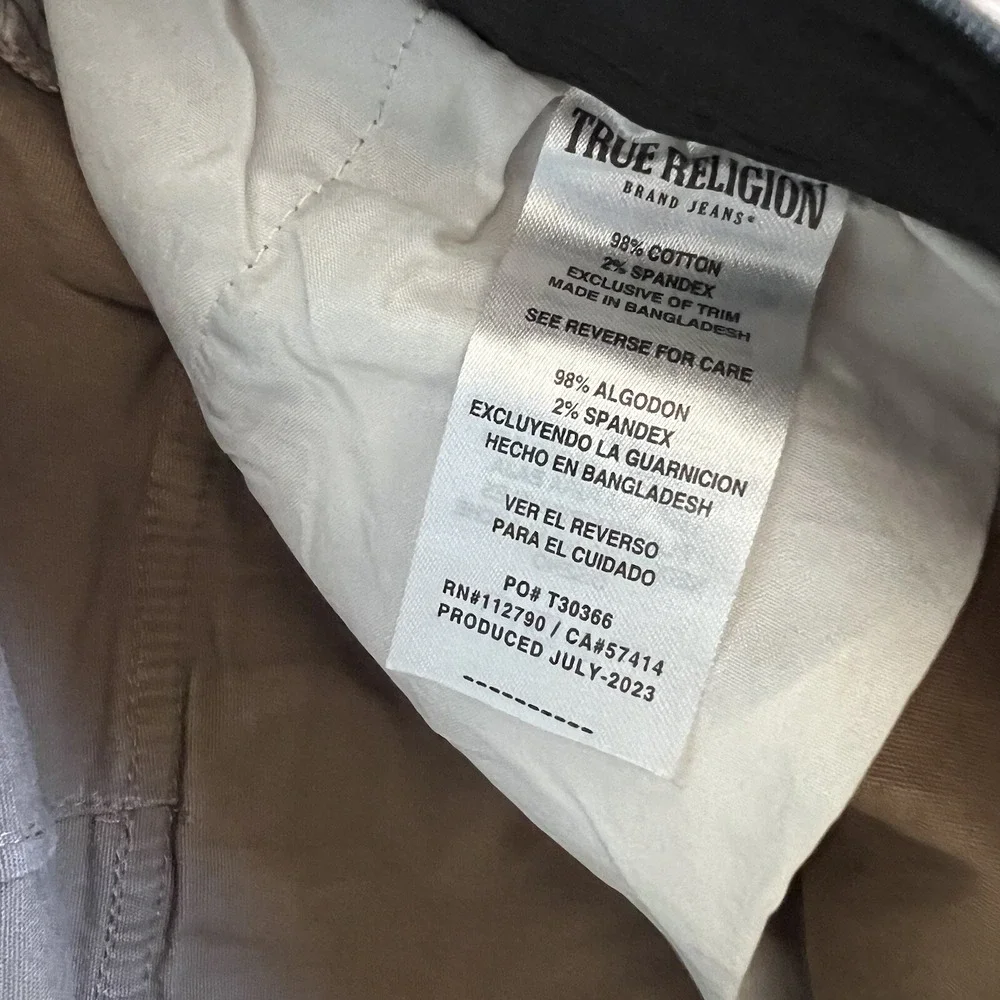True Religion Joggers Mens Medium Khaki Cotton Tapered Fit Cargo Stretch